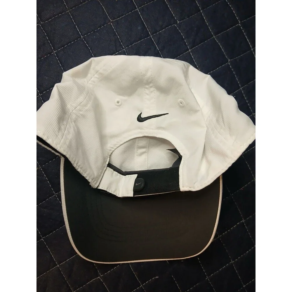 Nike Featherlight Dri-Fit White With Black Swoosh & Trim Tennis / Golf Legacy 91
